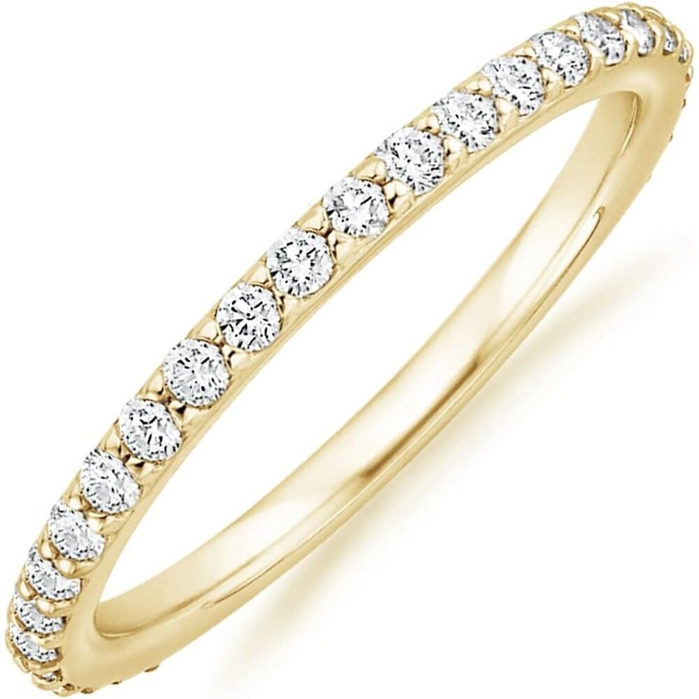 14K Gold Plated Eternity Ring | Stackable Cubic Zirconia Gold Band Ring | Dainty